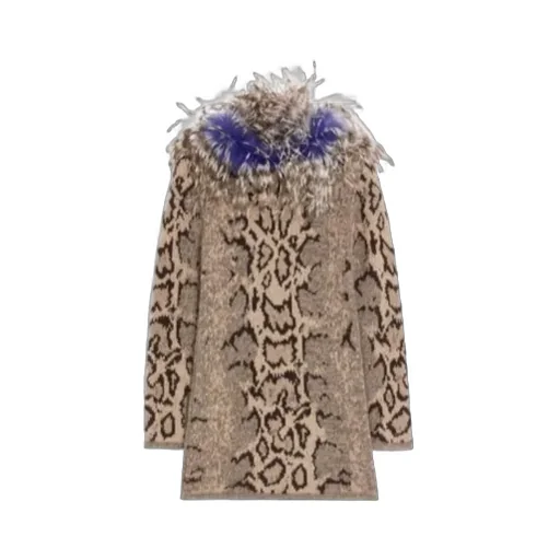 Valentino Animal Patterned Long-Sleeved Mini Dress