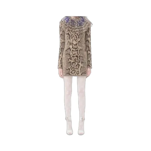Valentino Animal Patterned Long-Sleeved Mini Dress