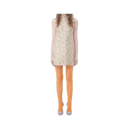 Abito Corto In Jacquard Garden Lurex