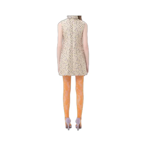 Abito Corto In Jacquard Garden Lurex