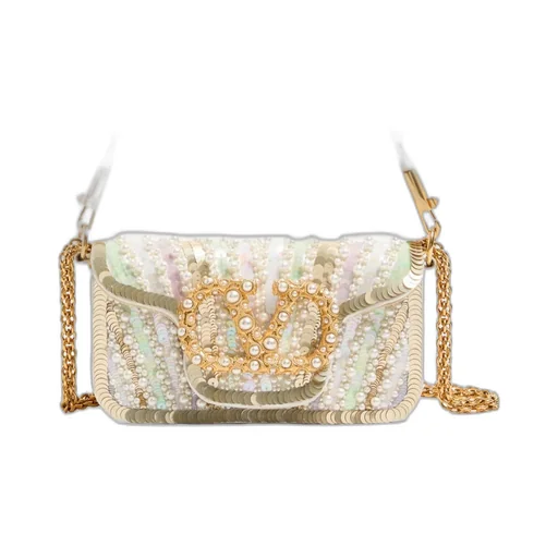 Valentino Garavani Locò Small Embroidered Shoulder Bag With Jewel Logo