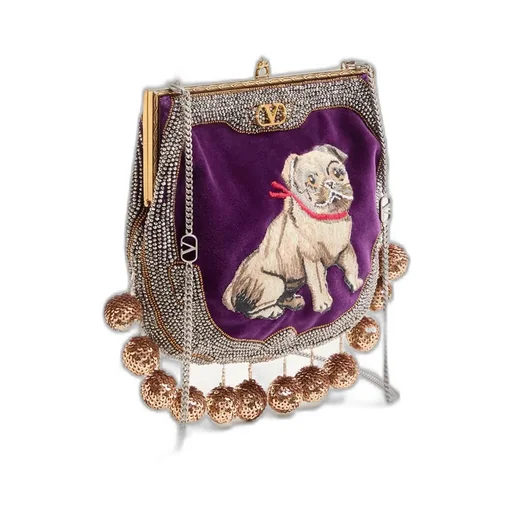 Valentino Garavani Nellcote Fairytales Velvet Clutch With Le Chien De La Maison Embroidery
