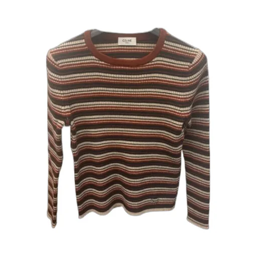 Crewneck Sweater In Striped Ribbed Wool