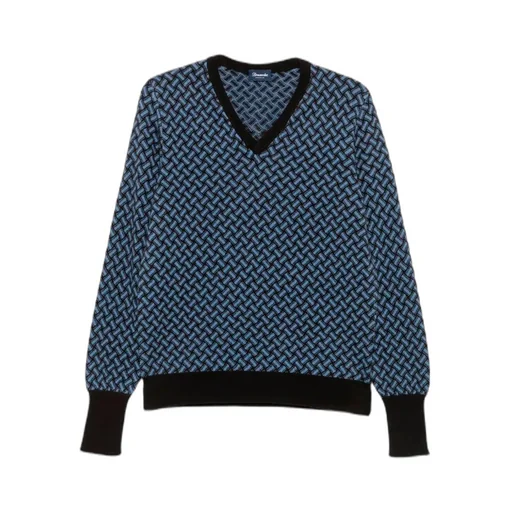 V-Neck Geometric-Pattern Sweater