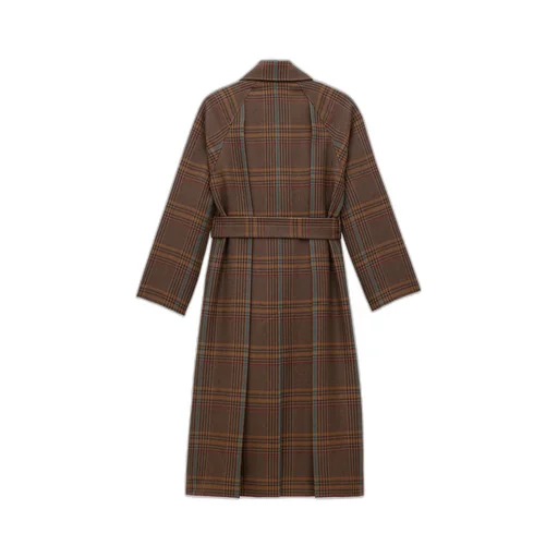 Saint Laurent Checked Belted Long Coat