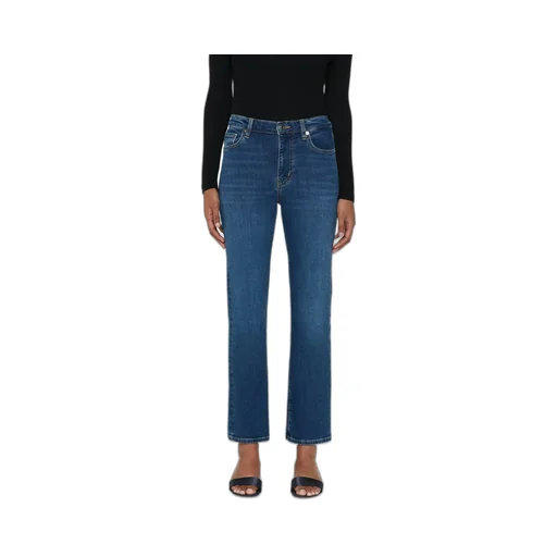 Frame Button Detailed Straight Leg Jeans
