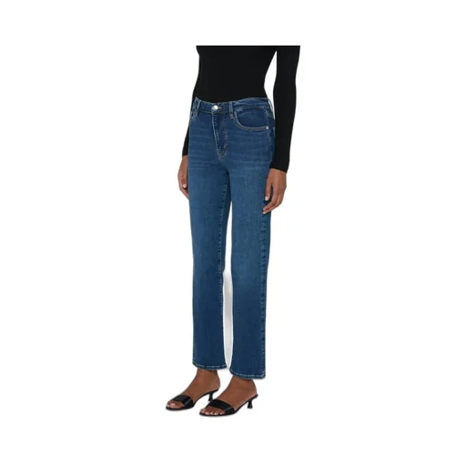 Frame Button Detailed Straight Leg Jeans