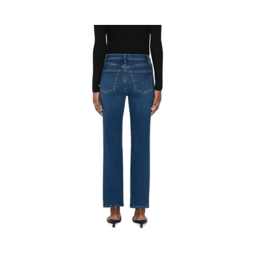 Frame Button Detailed Straight Leg Jeans