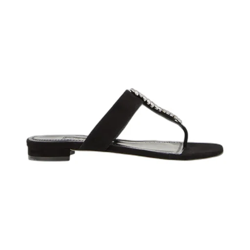 Crystal-Embellished Flat Sandals