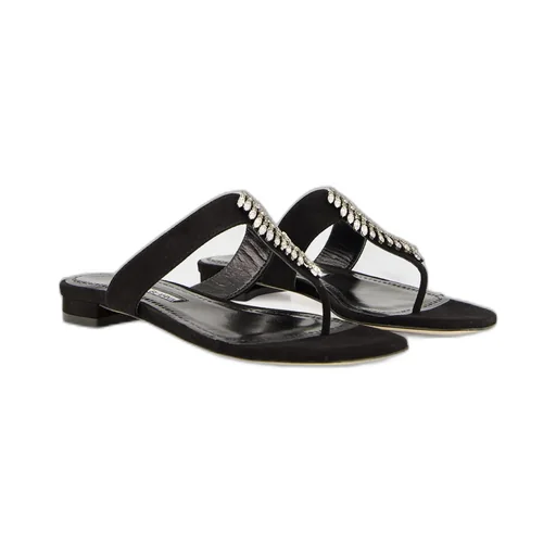 Crystal-Embellished Flat Sandals