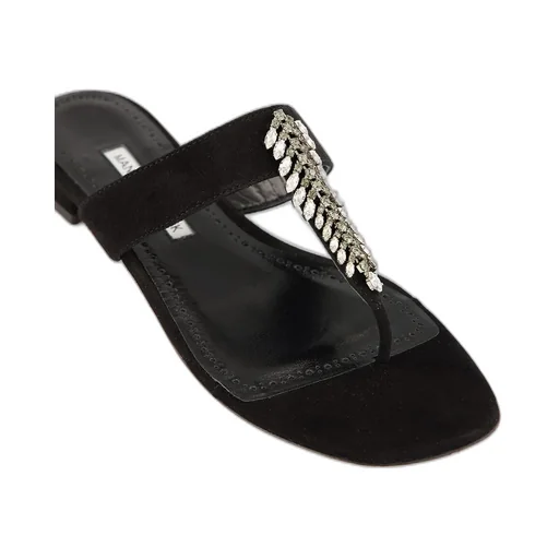 Crystal-Embellished Flat Sandals