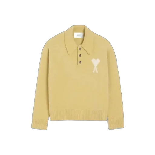 Yellow Alpaca Long Sleeves Ami De Coeur Polo