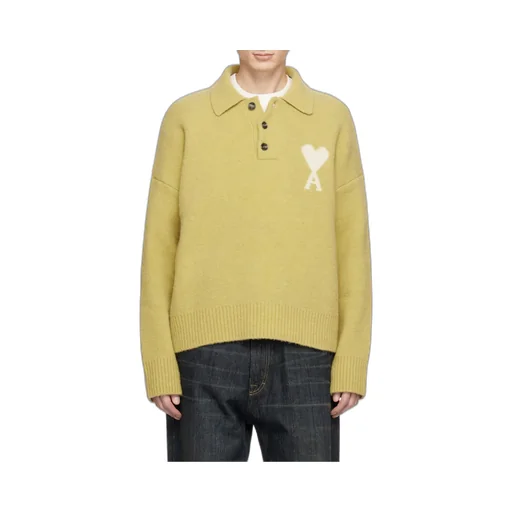 Yellow Alpaca Long Sleeves Ami De Coeur Polo