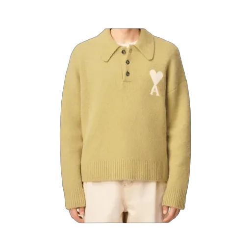 Yellow Alpaca Long Sleeves Ami De Coeur Polo