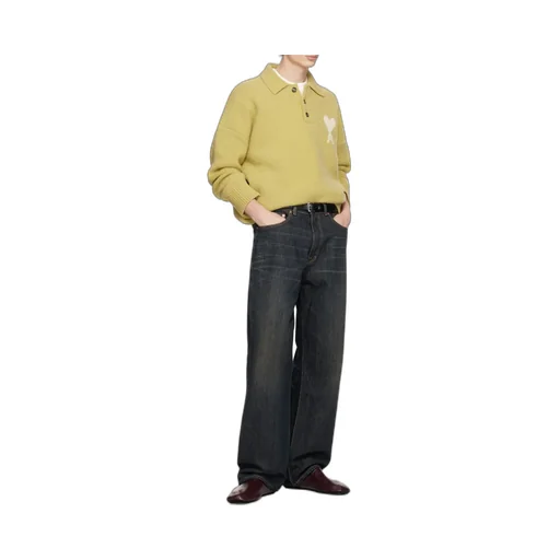 Yellow Alpaca Long Sleeves Ami De Coeur Polo
