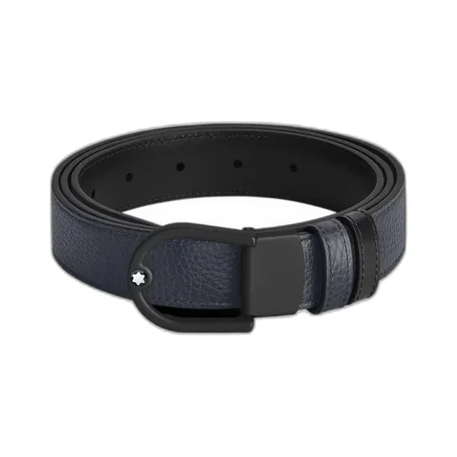 Horseshoe Light Buckle Midnight Blue/Black 30Mm Reversible Leather Belt