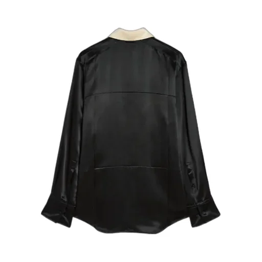 Jil Sander Contrast Collar Long-Sleeved Satin Shirt