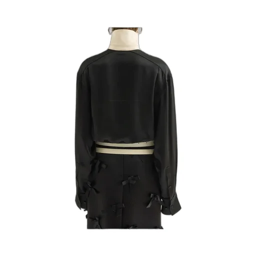 Jil Sander Contrast Collar Long-Sleeved Satin Shirt