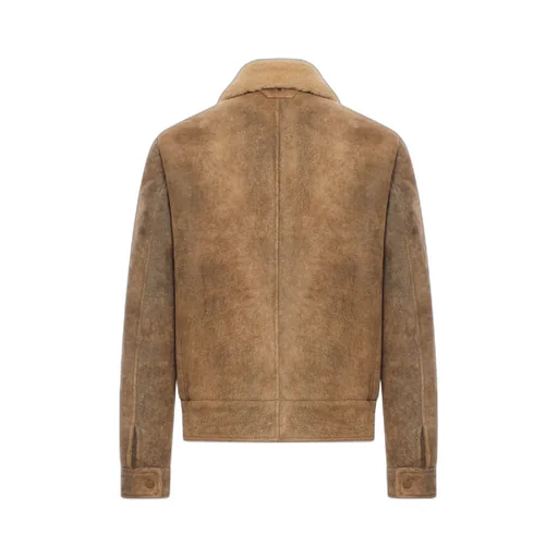 Shearling-Collar Leather Jacket