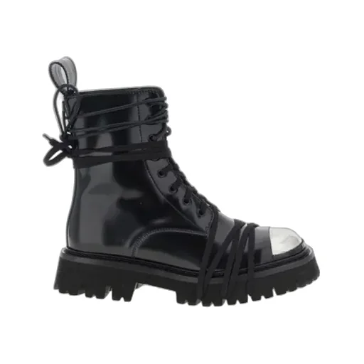 Moschino Logo Engraved Combat Boots
