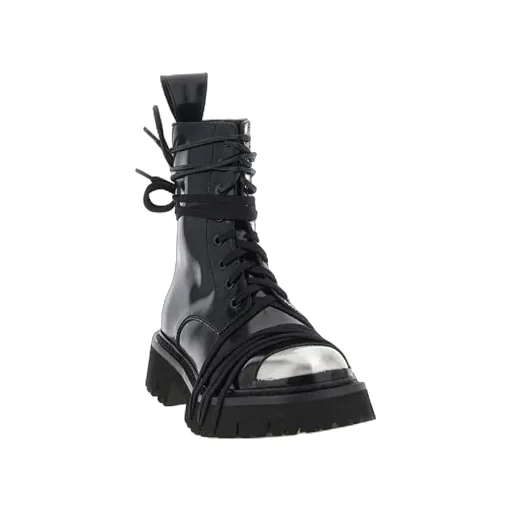 Moschino Logo Engraved Combat Boots