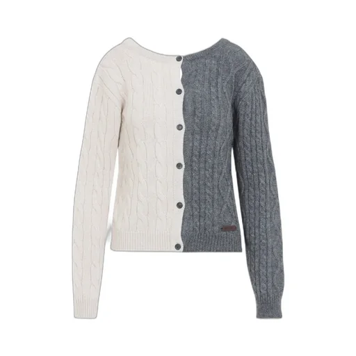 Cable-Knit Two-Tone Cardigan