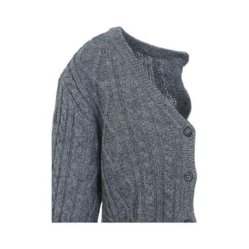 Cable-Knit Two-Tone Cardigan