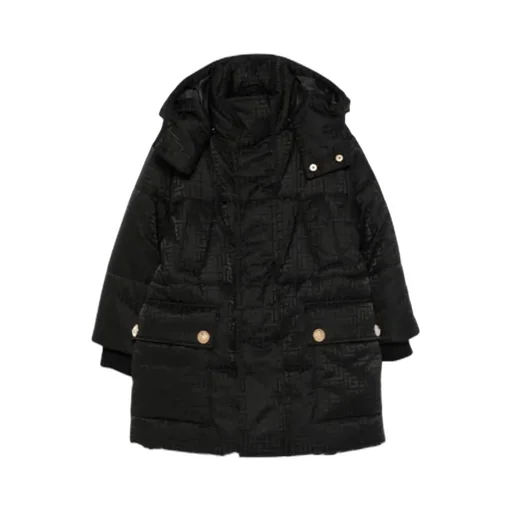 Balmain Kids Long-Sleeved Monogram Hooded Coat