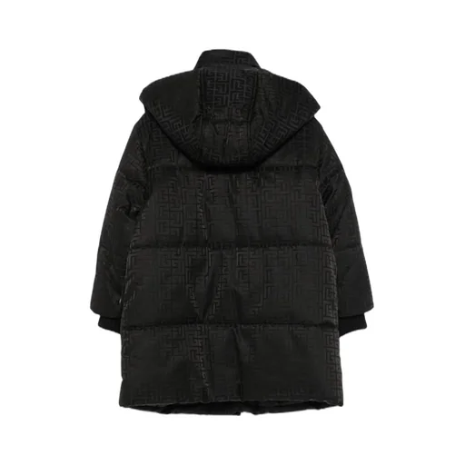 Balmain Kids Long-Sleeved Monogram Hooded Coat