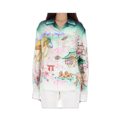 Casablanca Flower Print Long-Sleeved Shirt