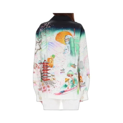 Casablanca Flower Print Long-Sleeved Shirt