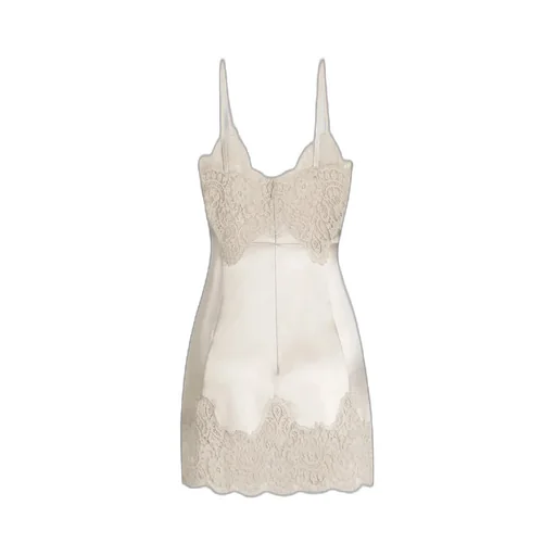 Dolce & Gabbana V-Neck Lace Detailed Mini Dress