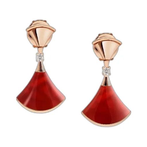 Rose Gold Red Chalcedony Earrings