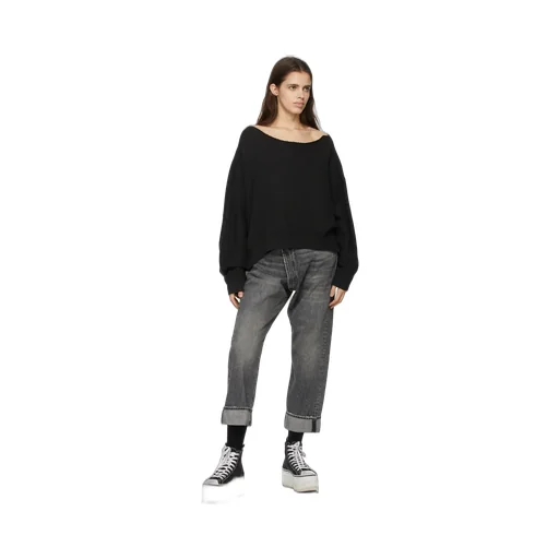 R13 Logo Patch Cross Over Jeans