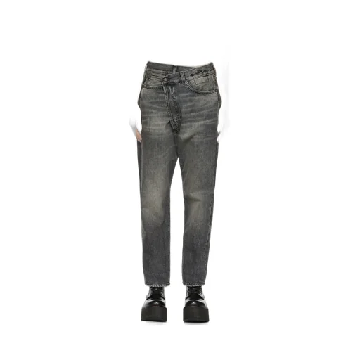 R13 Logo Patch Cross Over Jeans