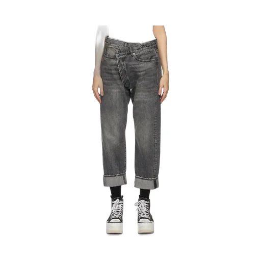 R13 Logo Patch Cross Over Jeans
