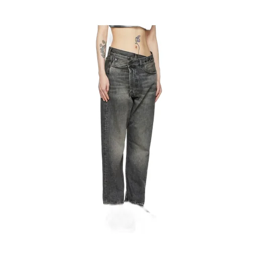 R13 Logo Patch Cross Over Jeans