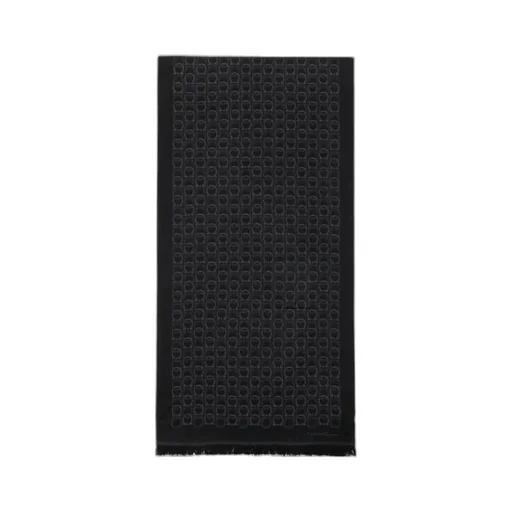 Black Logo Fringed Scarf