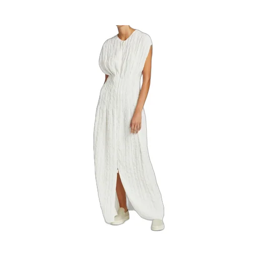 Logo Front Zipper Knitted Pattern Dress