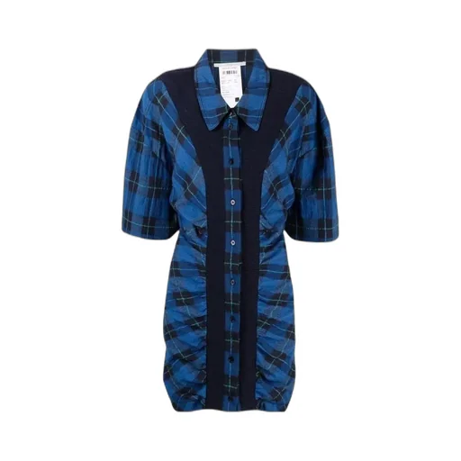 Ruched Check Shirt-Dress