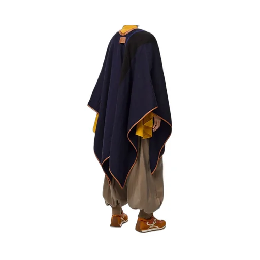 Striped Linen Blended Letter Cloak