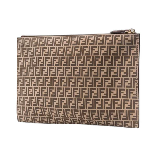 Ff-Monogram Print Leather Clutch