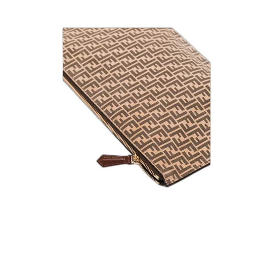 Ff-Monogram Print Leather Clutch