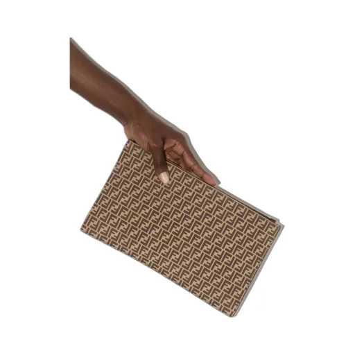 Ff-Monogram Print Leather Clutch