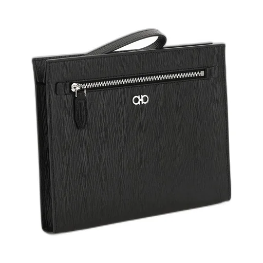 Salvatore Ferragamo Gancini Logo Plaque Clutch Bag