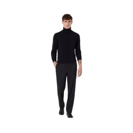Emporio Armani Logo Embroidered Ribbed Turtleneck Jumper