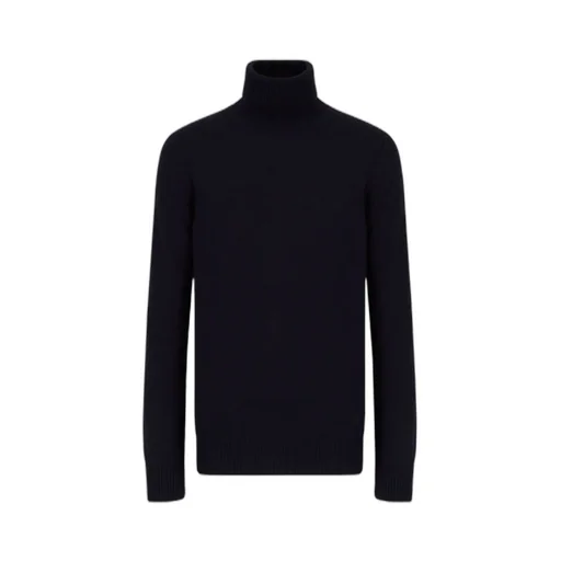 Emporio Armani Logo Embroidered Ribbed Turtleneck Jumper