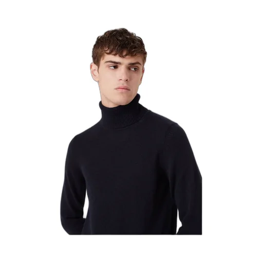 Emporio Armani Logo Embroidered Ribbed Turtleneck Jumper