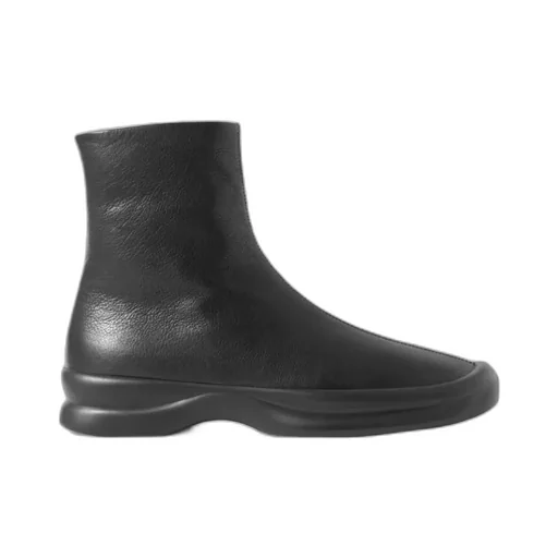Black Round-Headed Ankle Boots