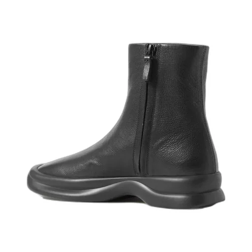 Black Round-Headed Ankle Boots